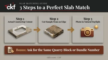 Steps to help a fabricator match granite countertops accurately