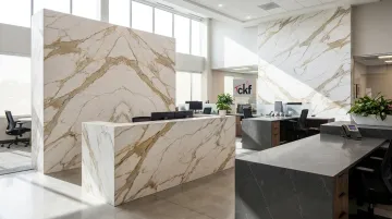 CKF Goldenrod Companies Omaha office featuring Dekton and quartz surface installations