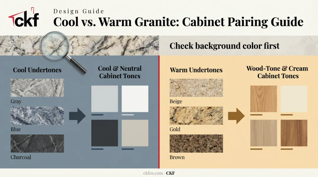 Cool versus warm undertone matching guide for granite and cabinets