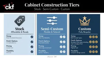 Kitchen cabinet tier comparison chart stock semi-custom and custom options side by side