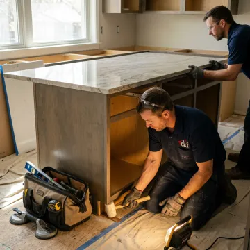 Kitchen remodeling process with cabinet installation