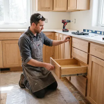 Installer fitting kitchen cabinetry