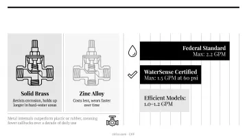 Brass versus zinc alloy faucet material durability comparison chart