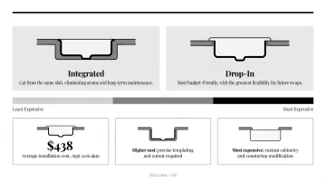 Drop-in undermount and farmhouse sink installation cost comparison chart