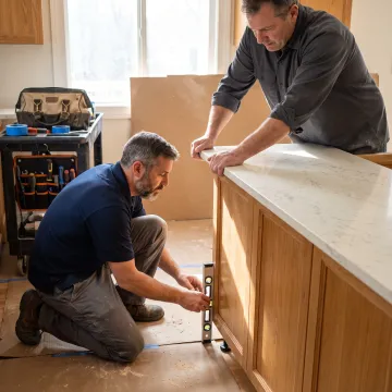 Kitchen remodeling process with cabinet installation