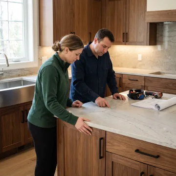 Custom cabinetry and stone countertop installation