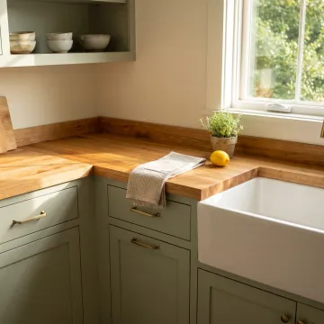Butcher Block Countertops with Farmhouse Sinks