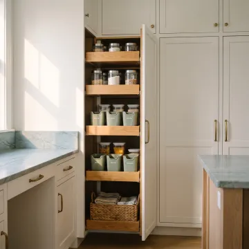 Custom organized kitchen pantry cabinets