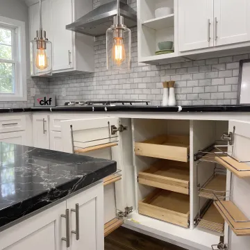 Modern kitchen with custom cabinetry and quartz countertops