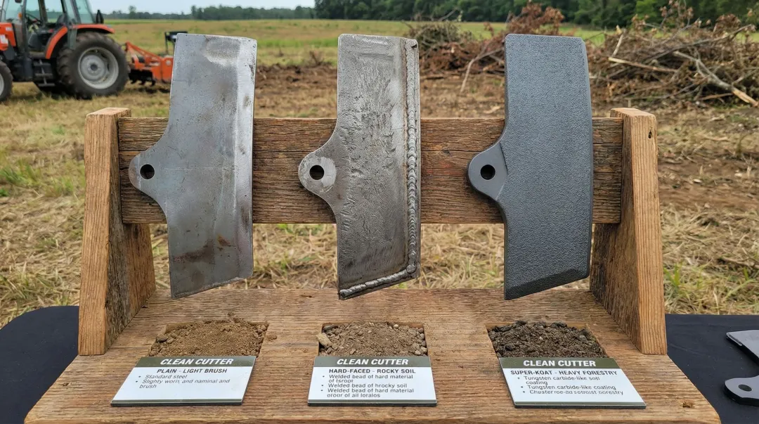 Clean Cutter replacement tiller blade grades plain hard-faced and super-koat comparison
