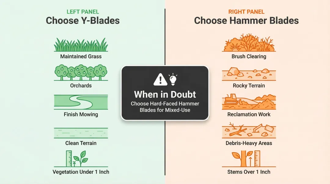 Y-blade versus hammer blade application decision guide for flail mower operators