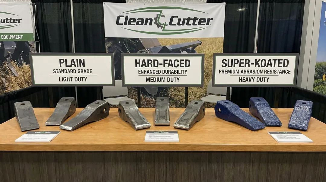 Clean Cutter mulcher replacement tooth hardness grade options plain hard-faced super-koated