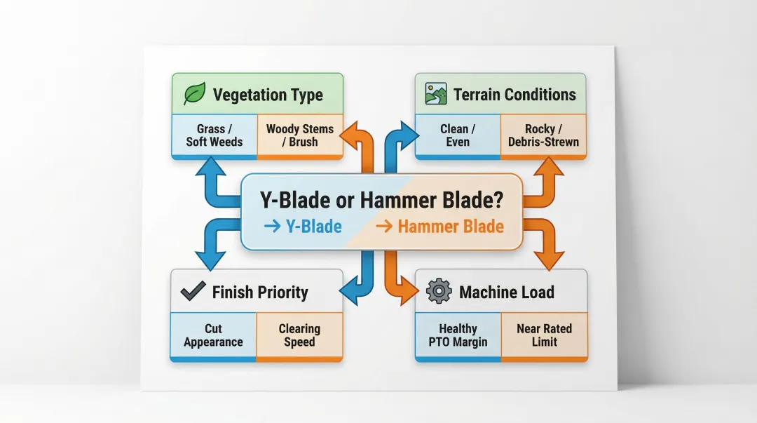 Four-factor decision framework for choosing Y-blades or hammer blades