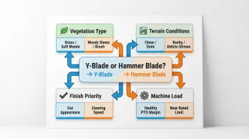 Four-factor decision framework for choosing Y-blades or hammer blades