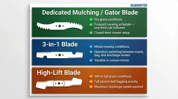 Mulching versus high-lift versus 3-in-1 blade conditions matching decision guide