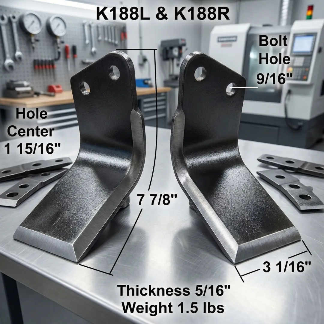 Close-up of clean cutter tiller and flail blades with Super-Koat finish ready for agricultural use