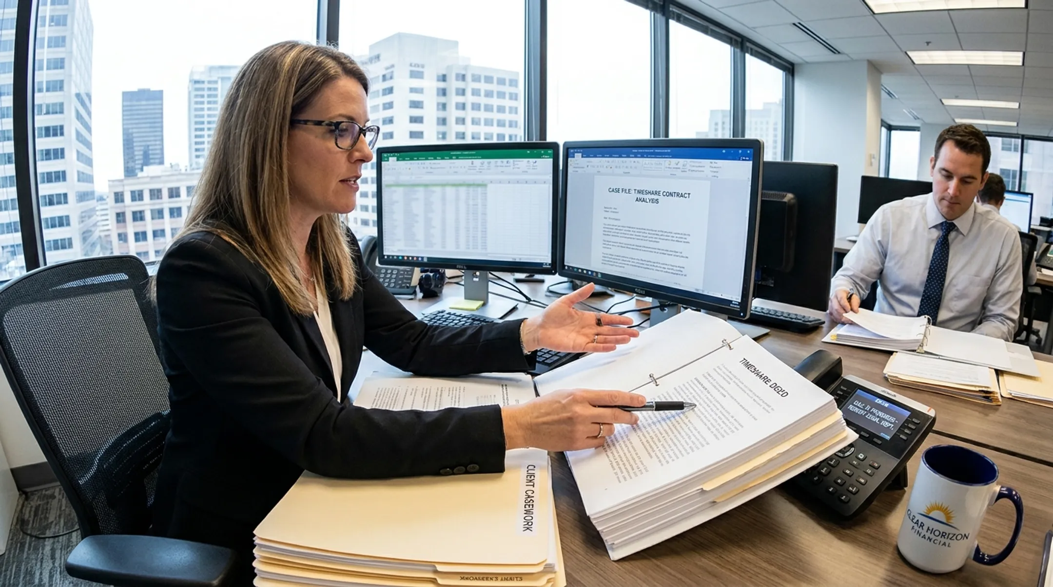 Clear Horizon Financial team reviewing timeshare contract exit case