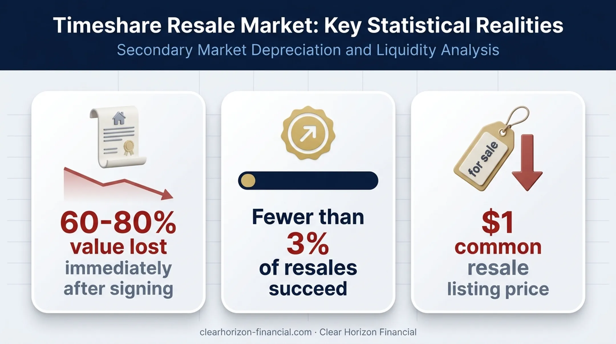Timeshare resale value loss and low resale success rate statistics