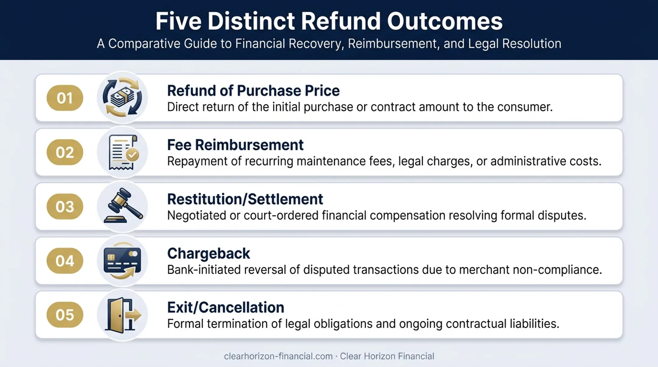 Five types of timeshare refund outcomes explained and compared