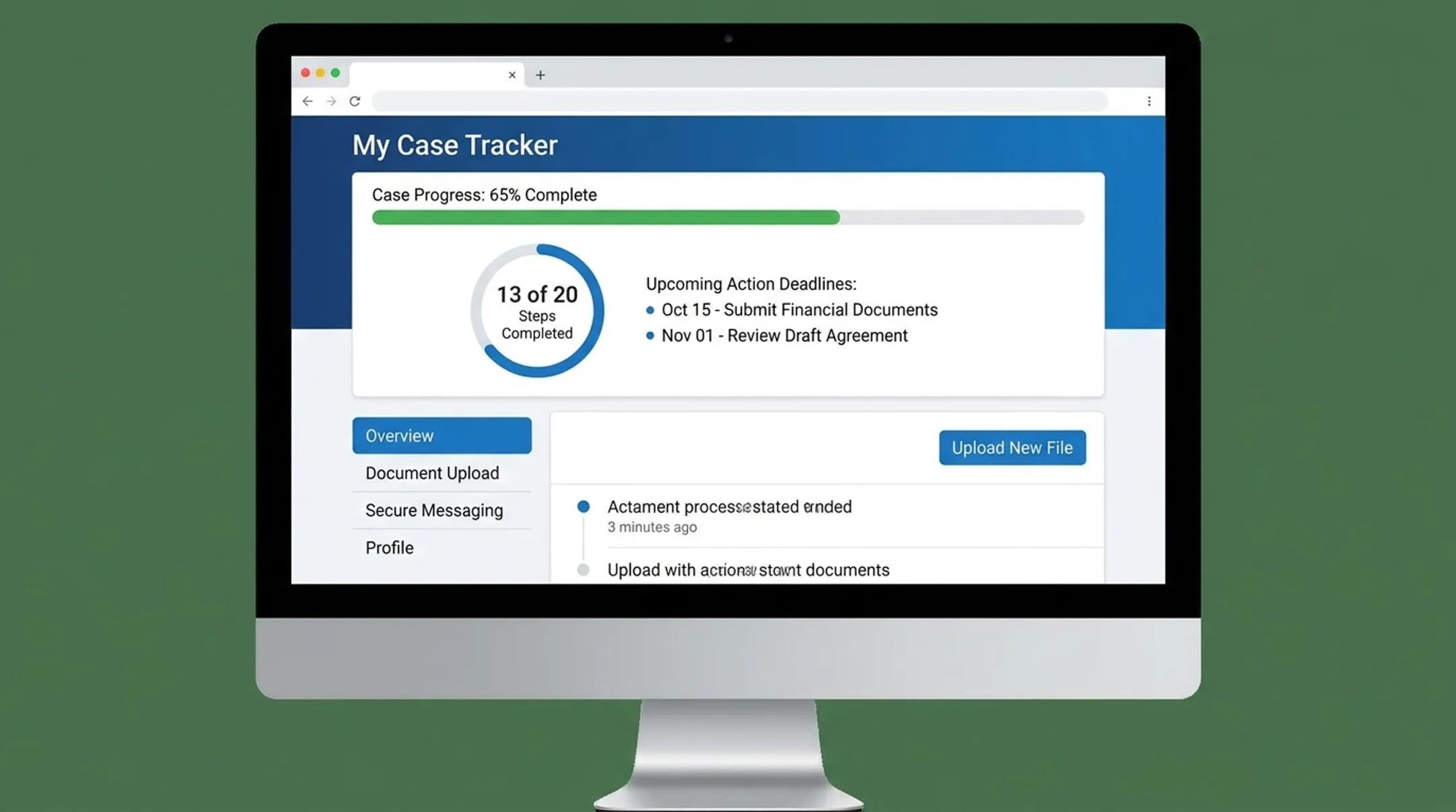 Client portal dashboard showing timeshare exit progress tracking and document uploads
