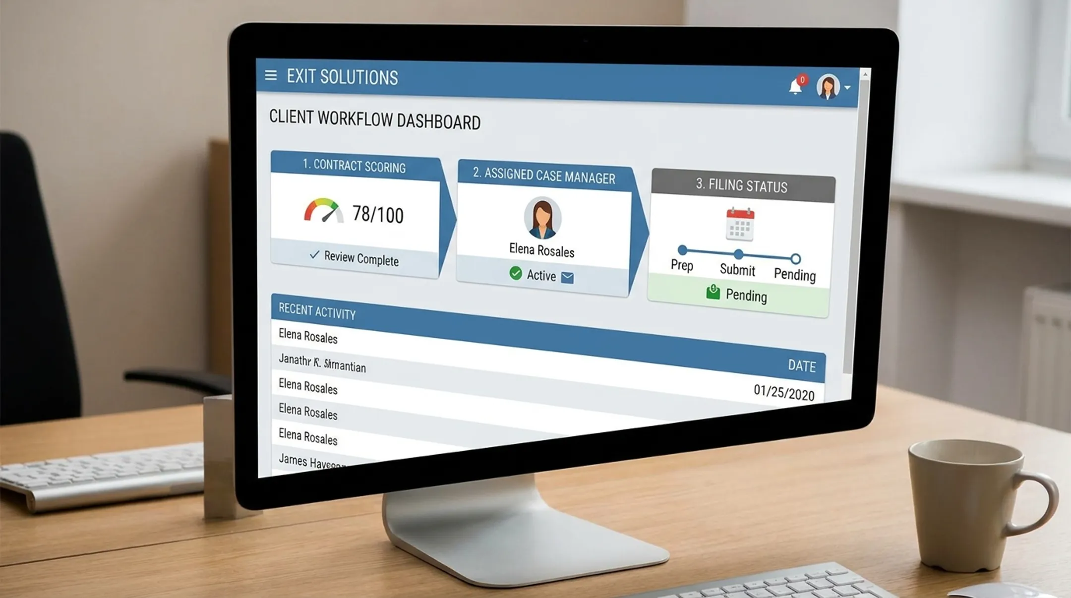 Clear Horizon Financial case manager workflow dashboard for timeshare exit tracking