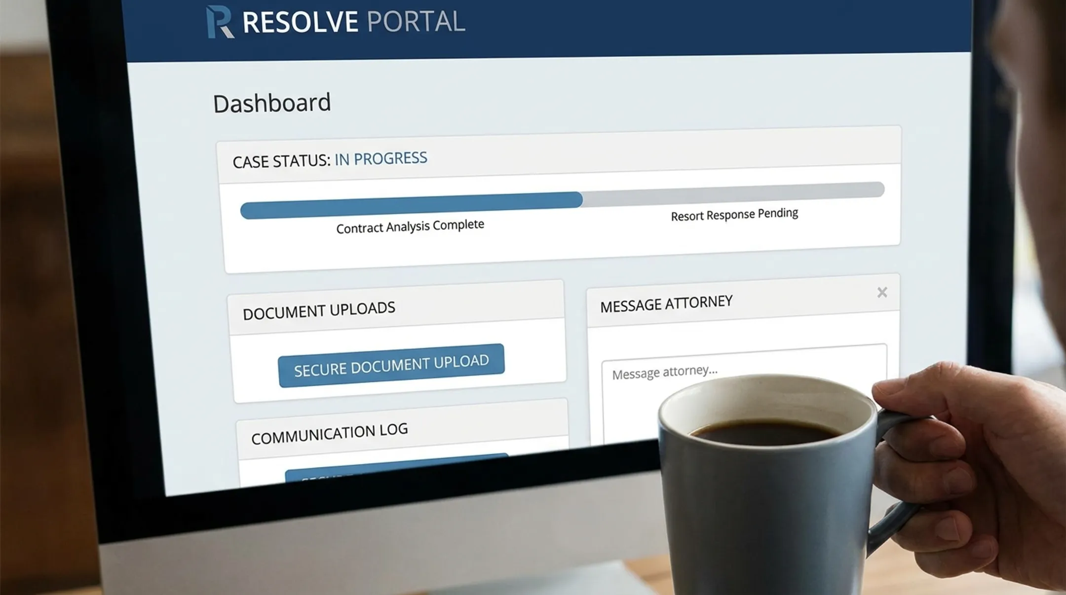 Clear Horizon Financial client portal dashboard showing case tracking status