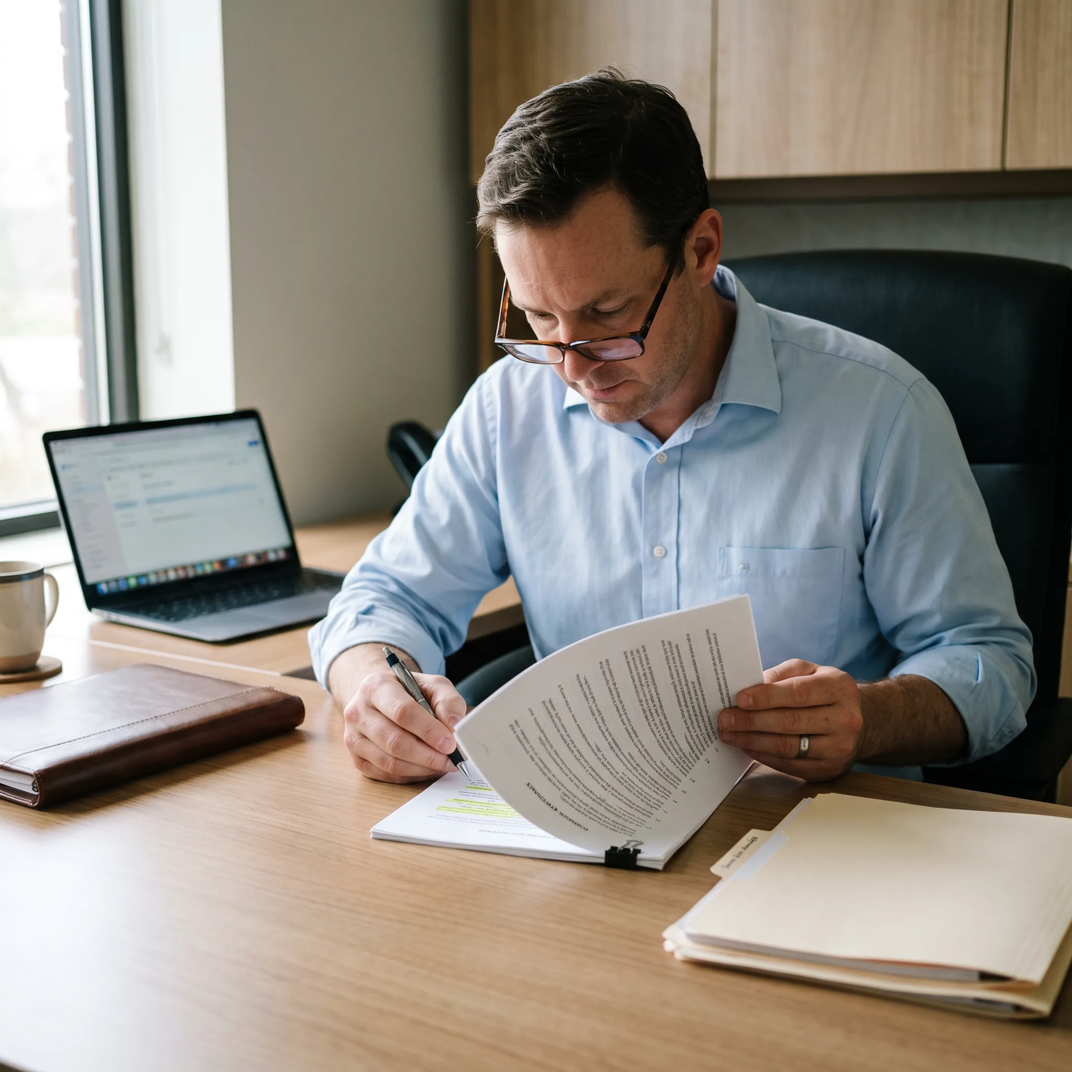 Timeshare exit specialists reviewing contract documents