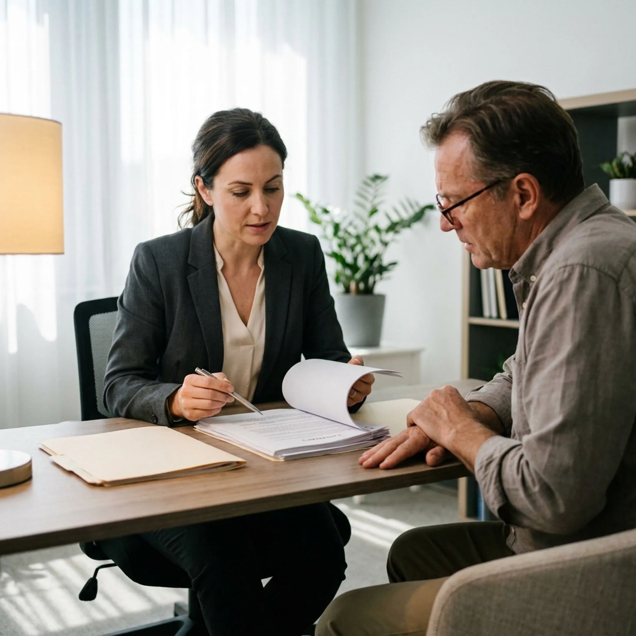 Case manager reviewing Vidanta timeshare documents with an owner