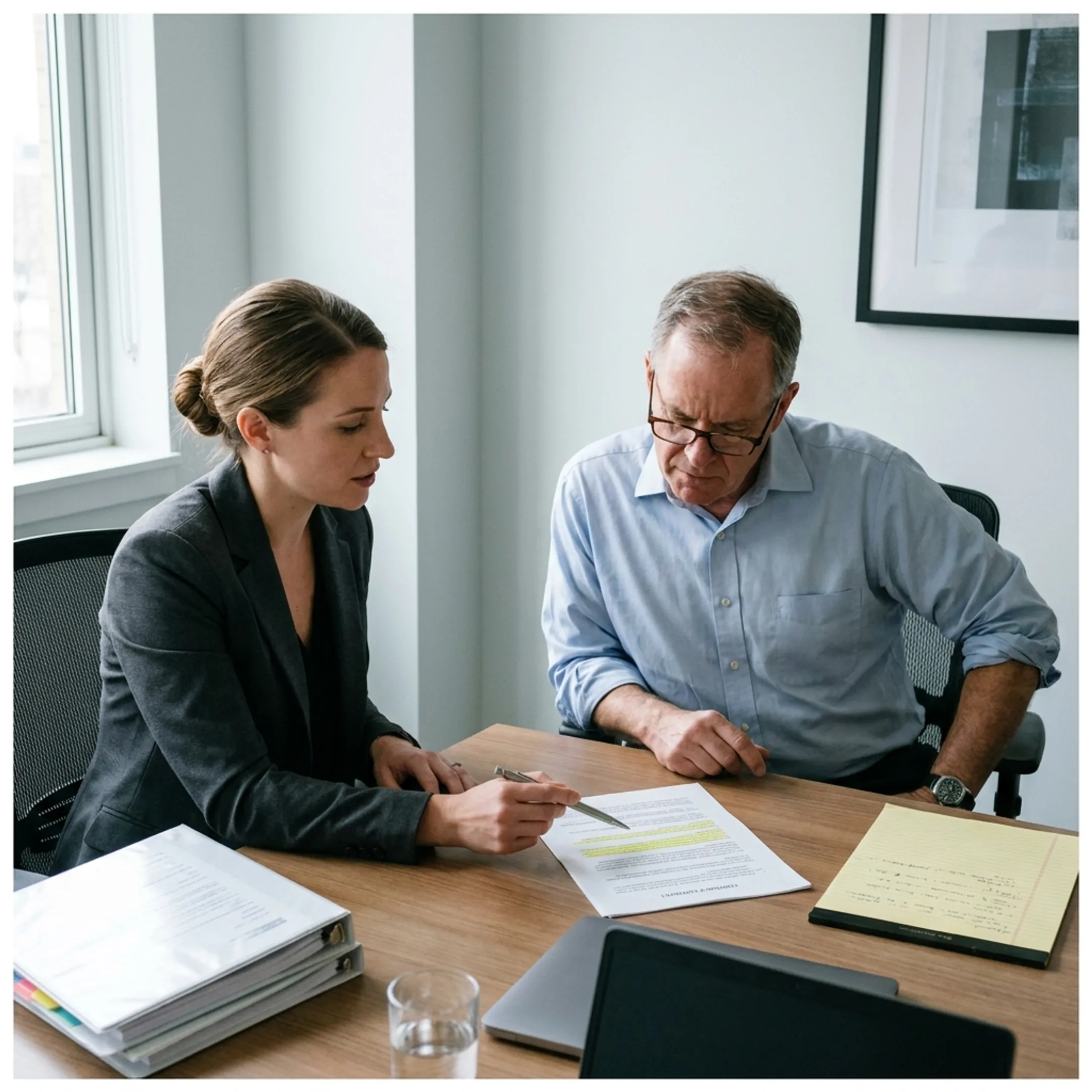 Timeshare owner reviewing Legendary Vacation Club cancellation documents with a case specialist
