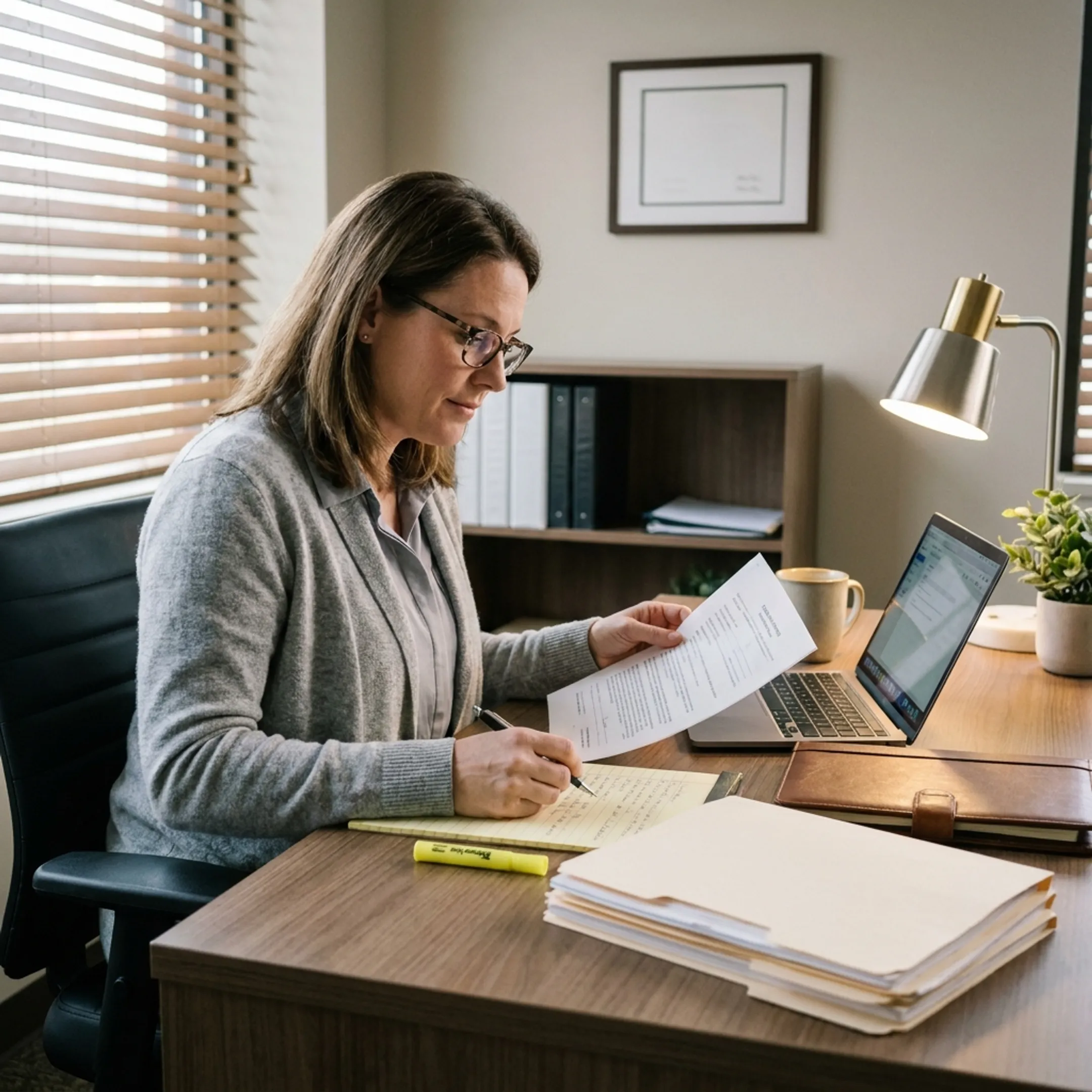 Timeshare owner reviewing cancellation documents with a case manager