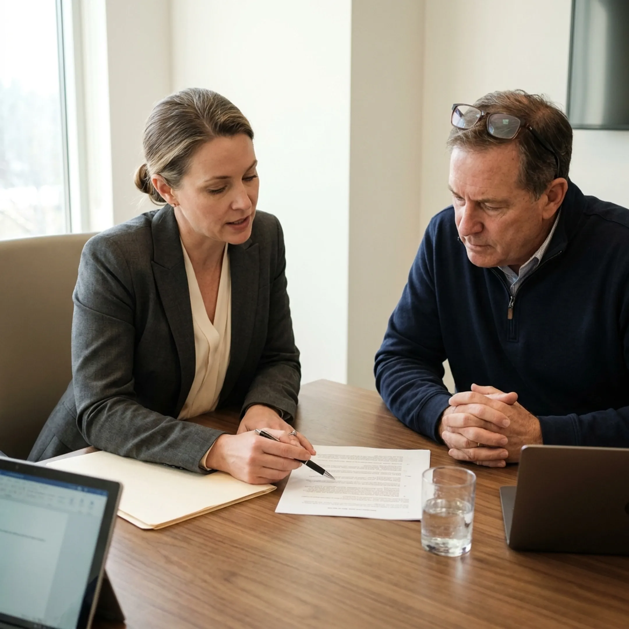 Timeshare specialist explaining a cancellation strategy to a Royal Holiday owner