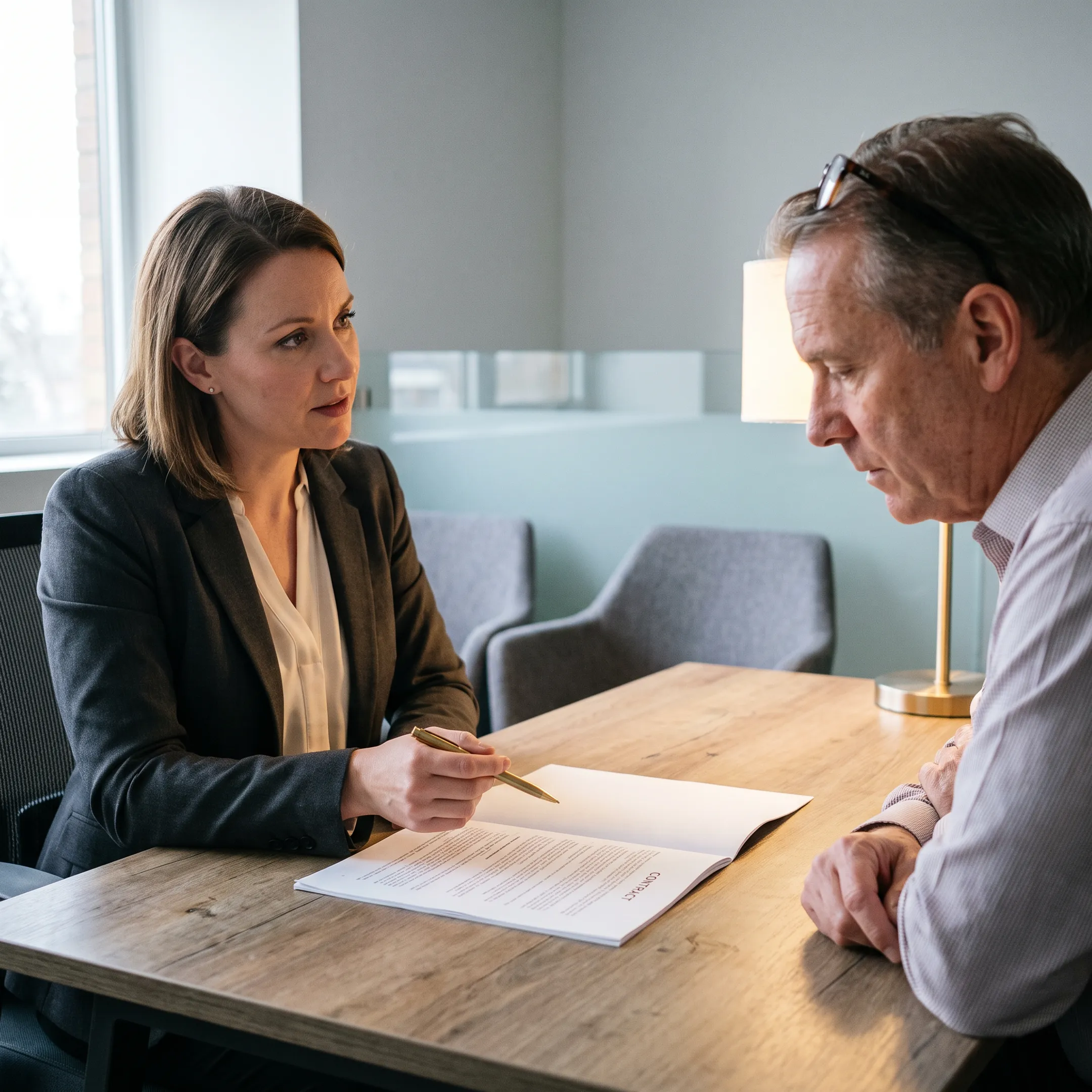 Case manager reviewing Bluegreen Vacations timeshare documents with an owner