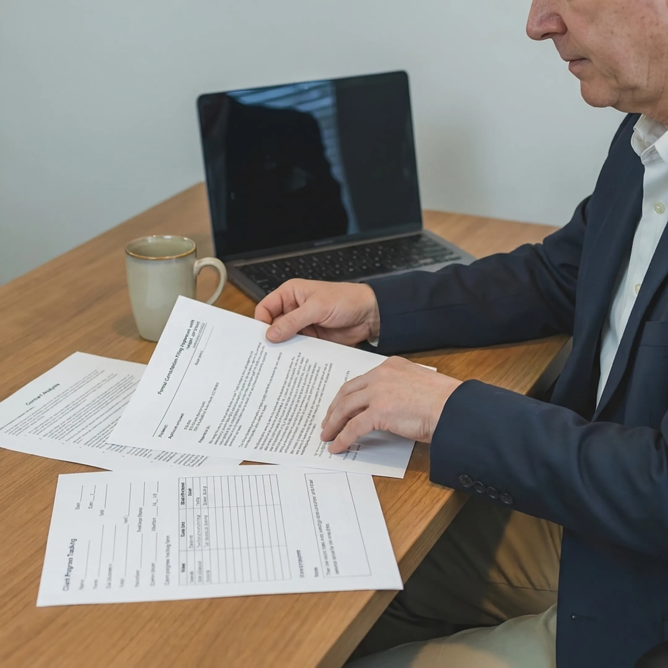 Case manager organizing timeshare cancellation documents