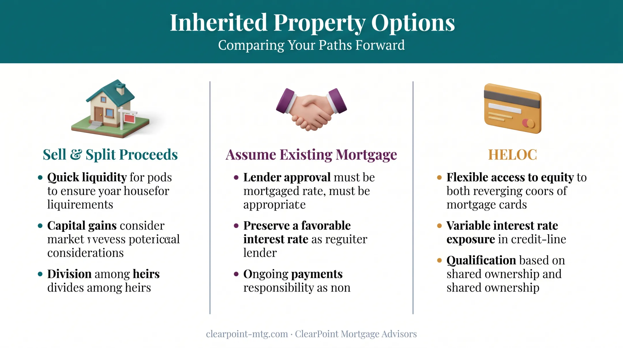 Comparison of refinance alternatives selling assuming mortgage and HELOC options