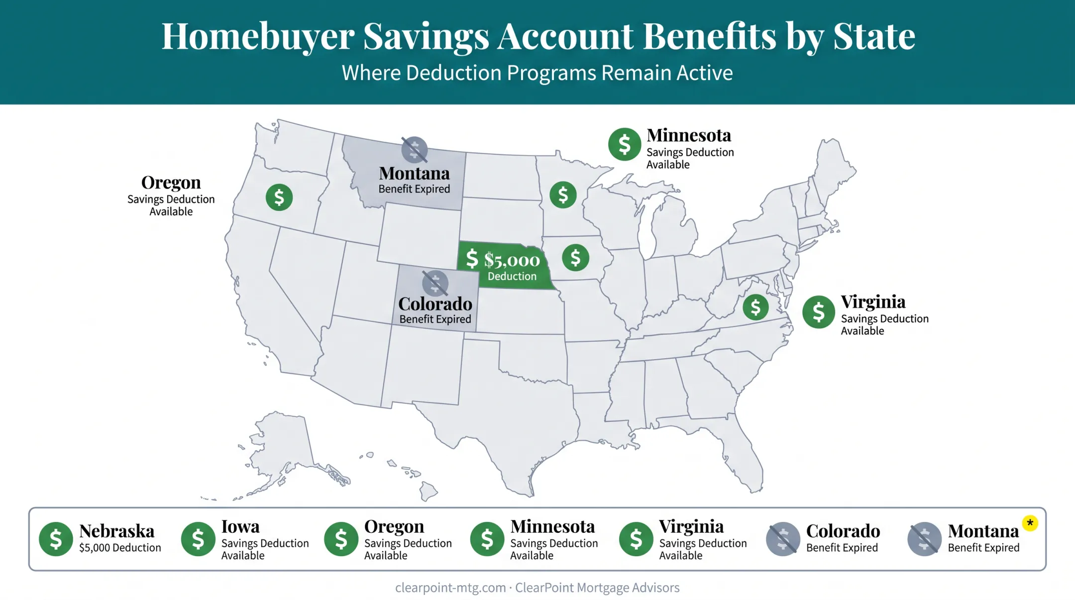 State-specific homebuyer savings account tax benefits comparison map