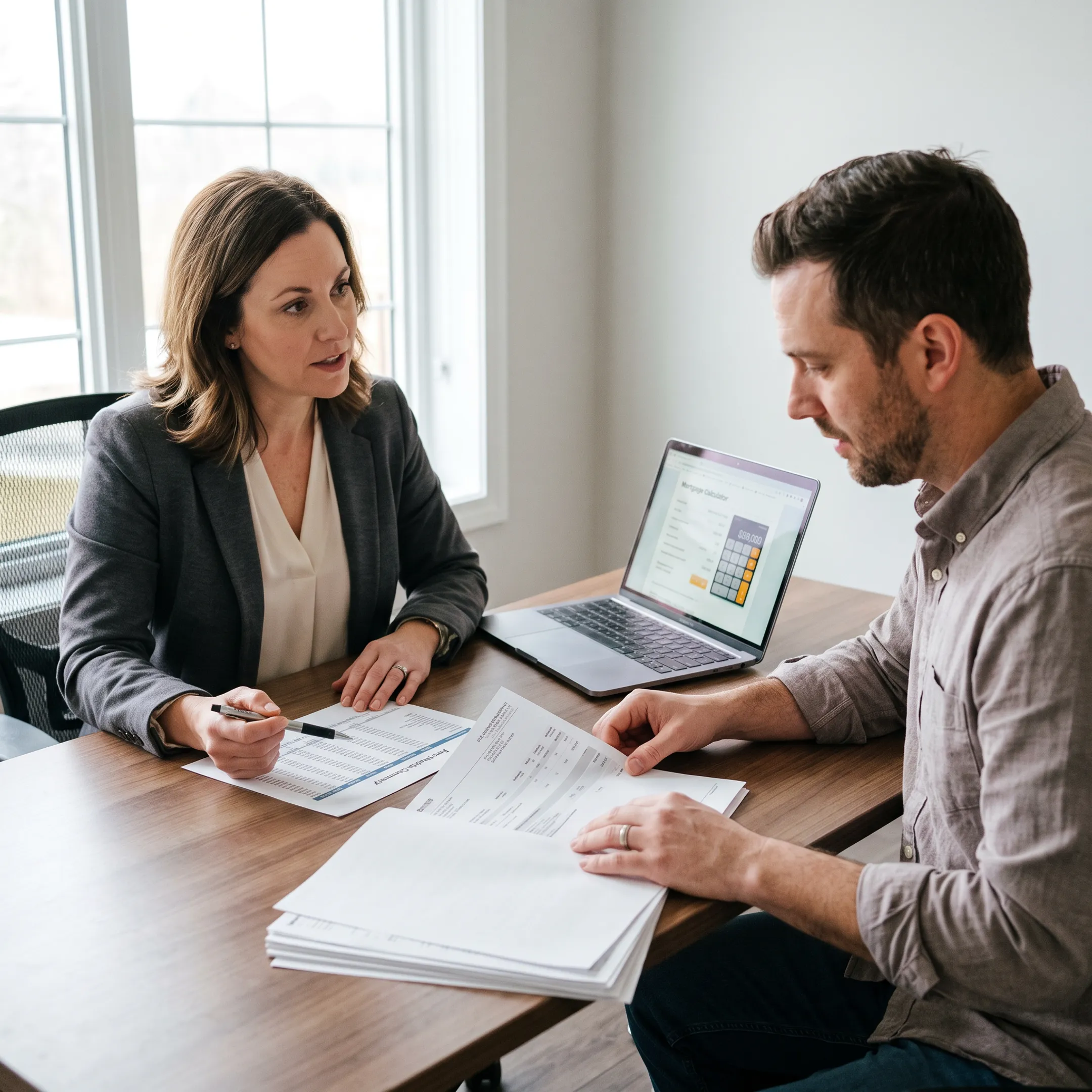 Mortgage advisor discussing self-employed financing