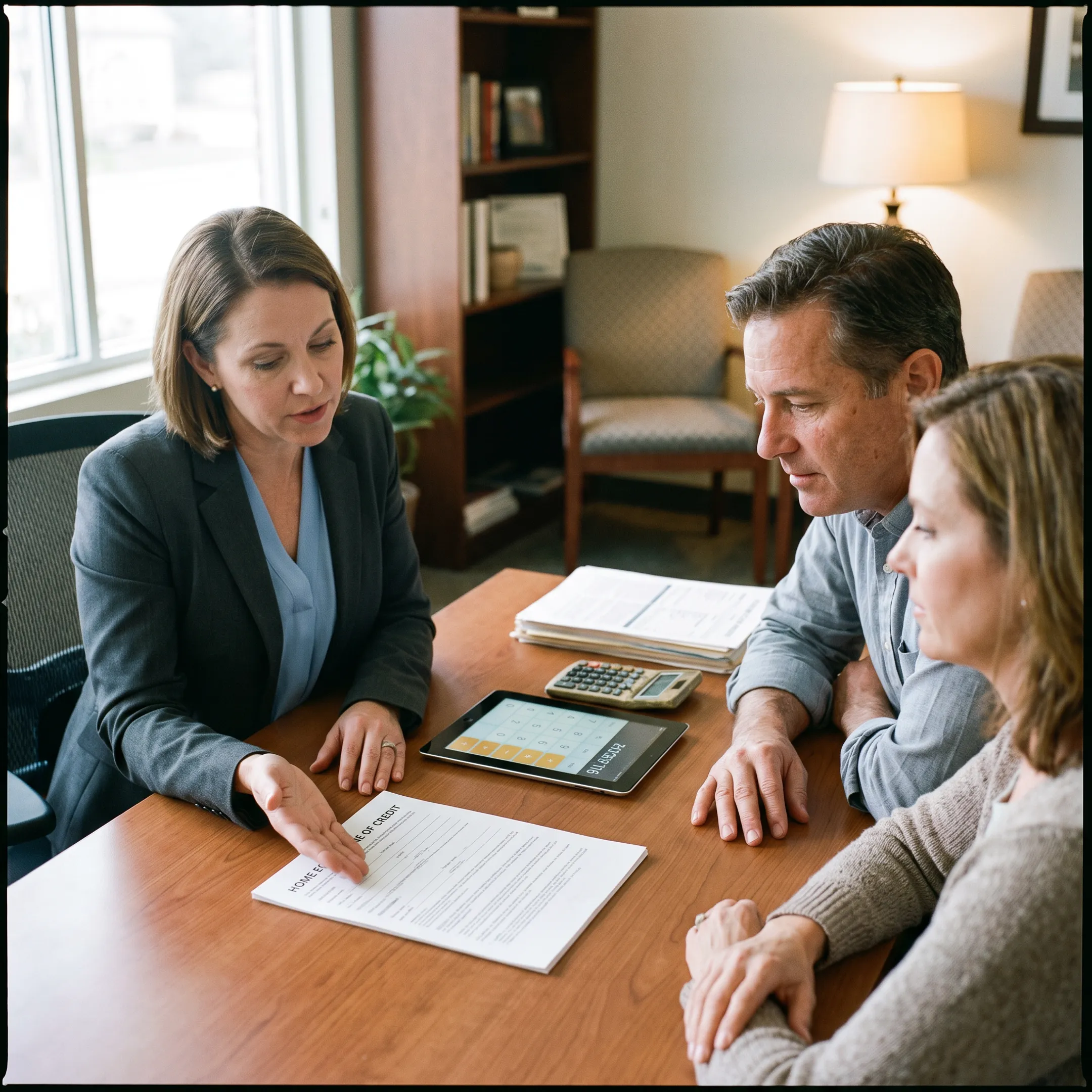 Advisor explaining a home equity line of credit