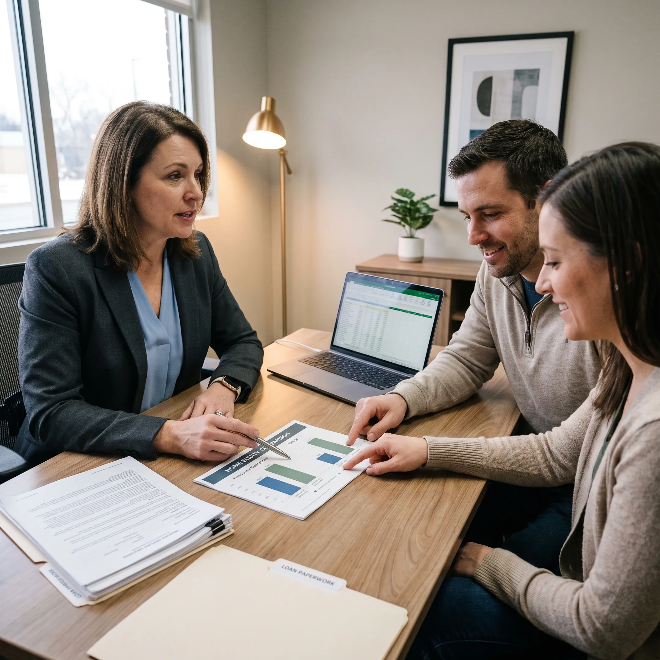 Advisor explaining home equity loan options