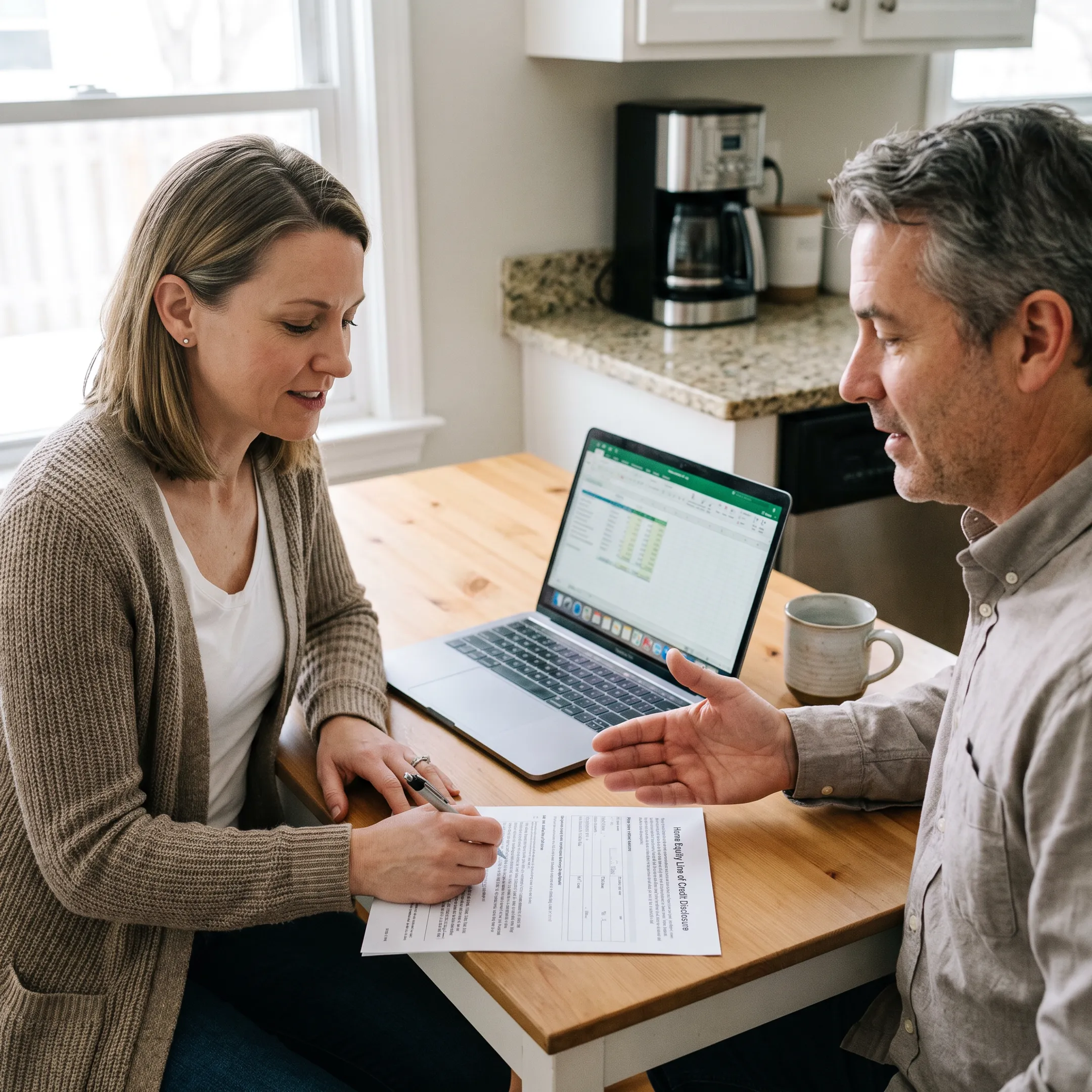 Homeowner reviewing HELOC options