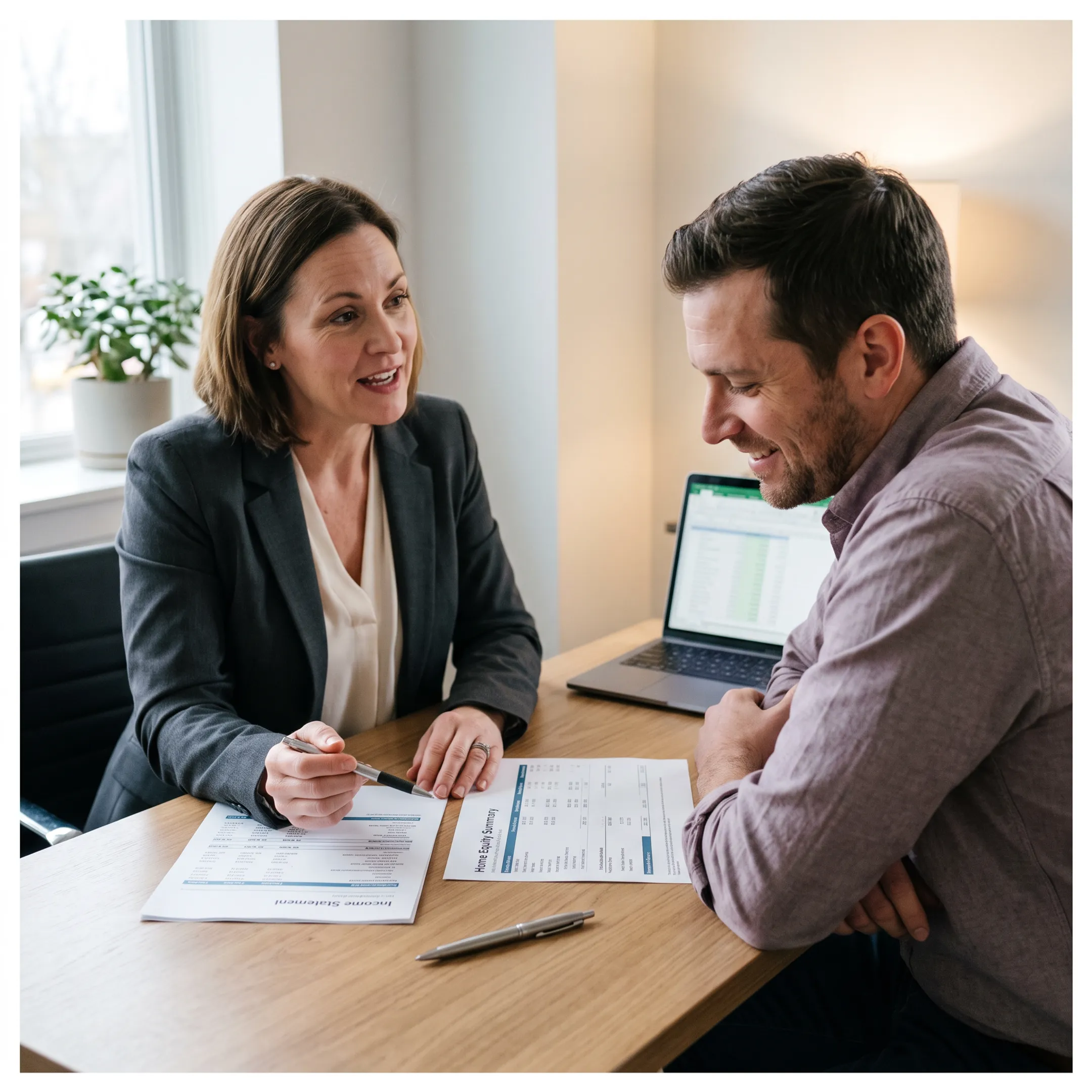 Advisor discussing refinance options with business owner