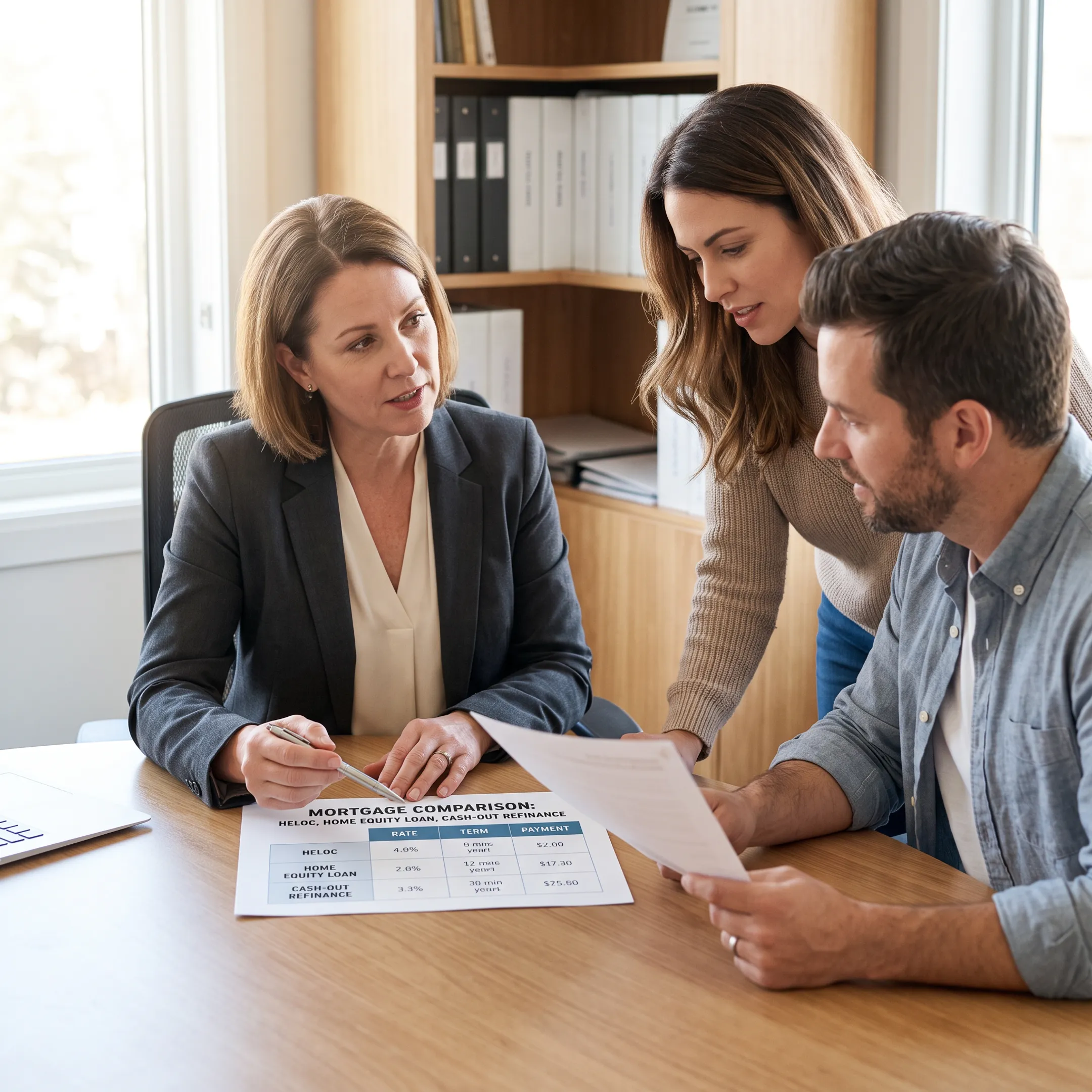 Advisor explaining home equity choices