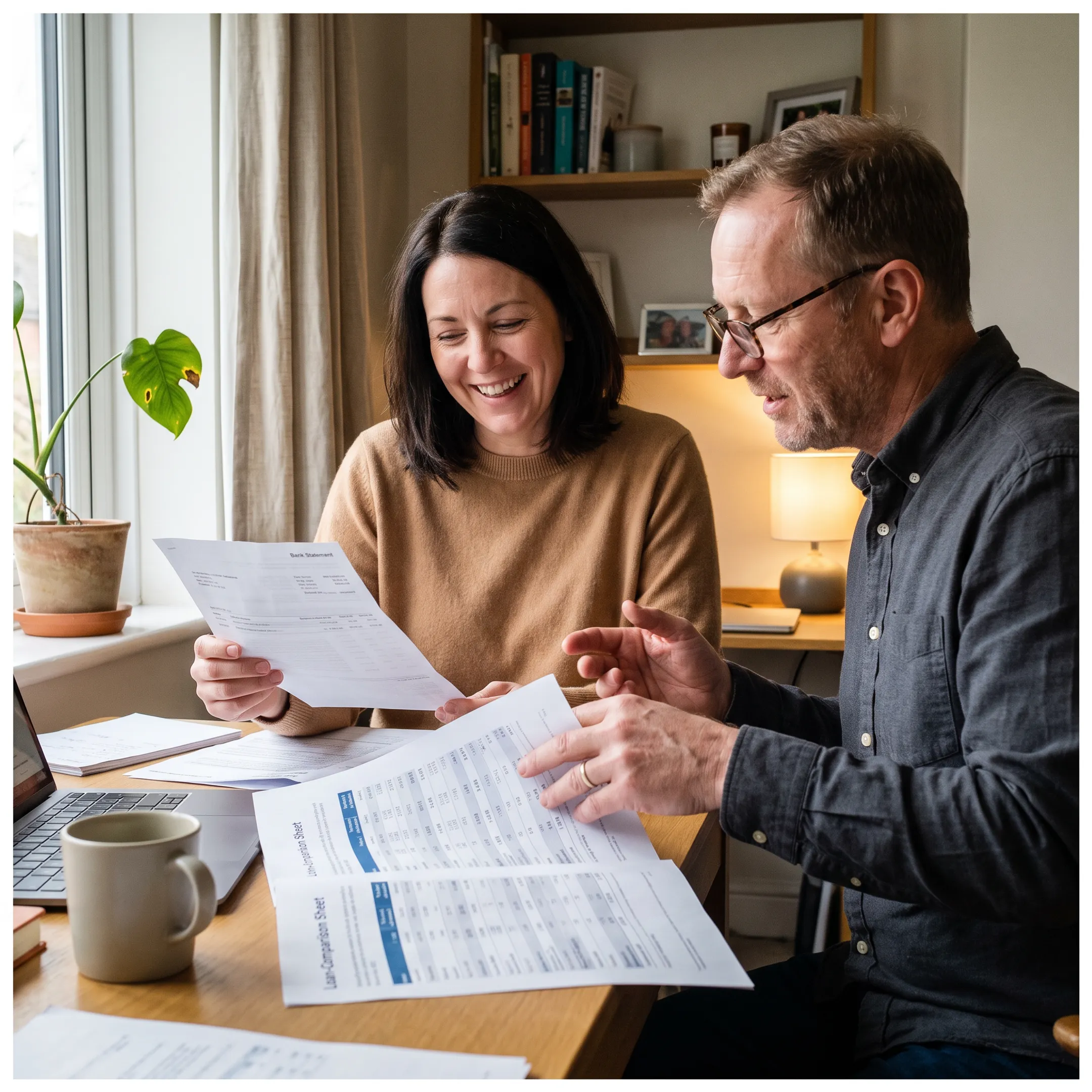 Self-employed borrower reviewing mortgage documents