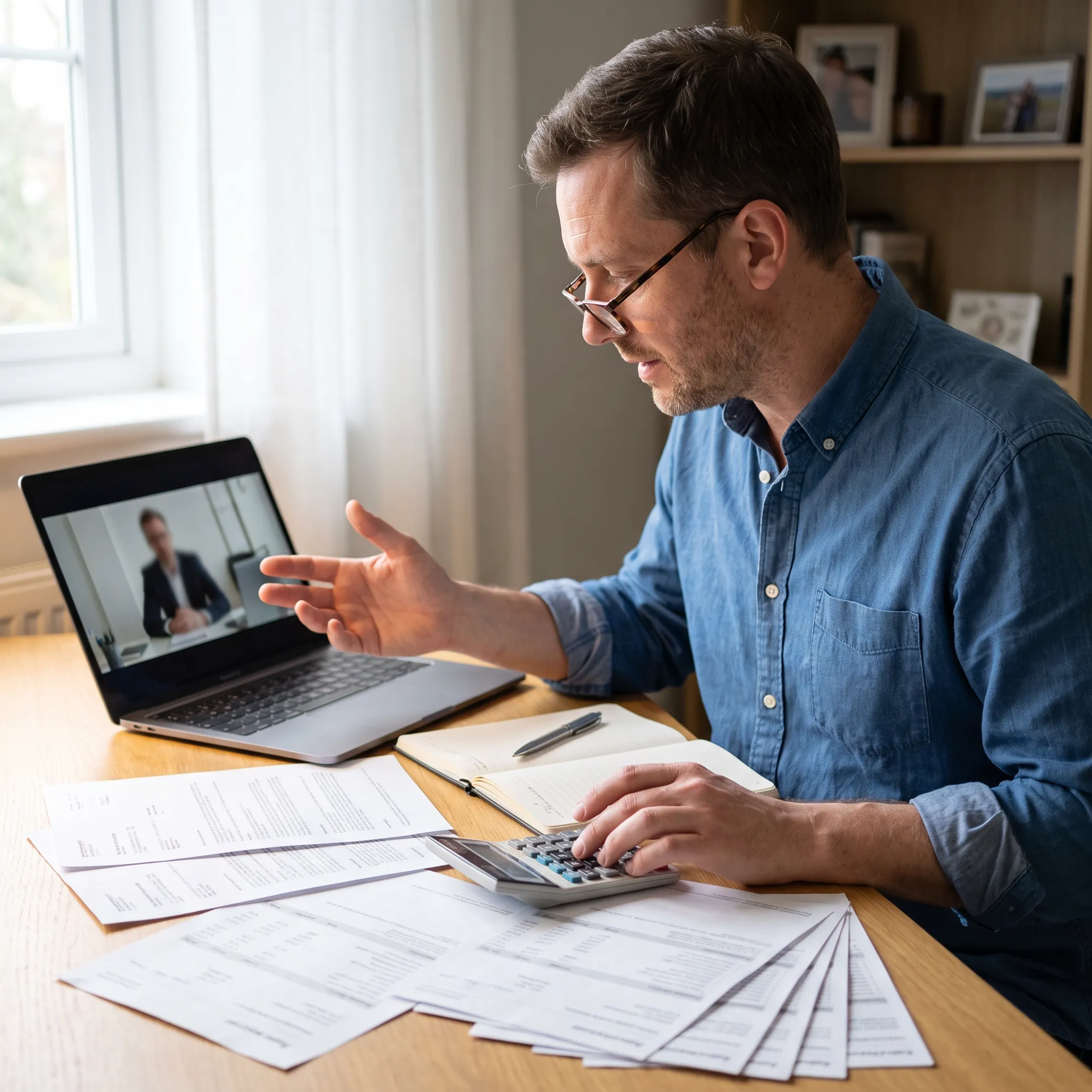 Independent contractor reviewing mortgage documents