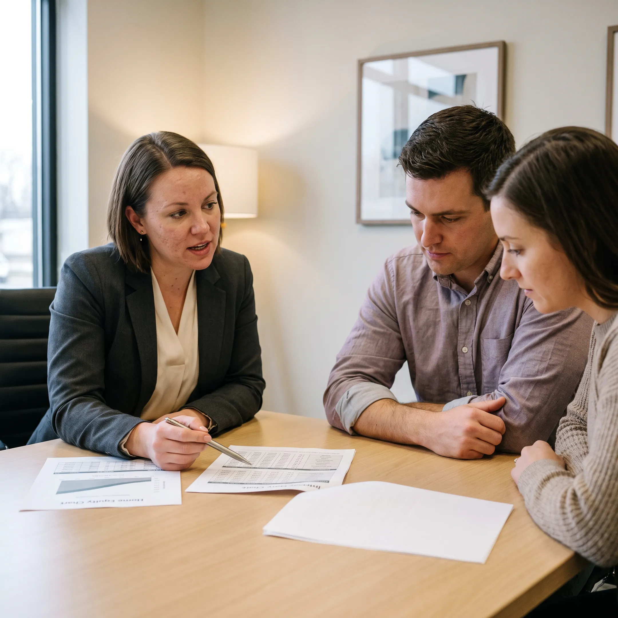 Mortgage advisor discussing home equity options