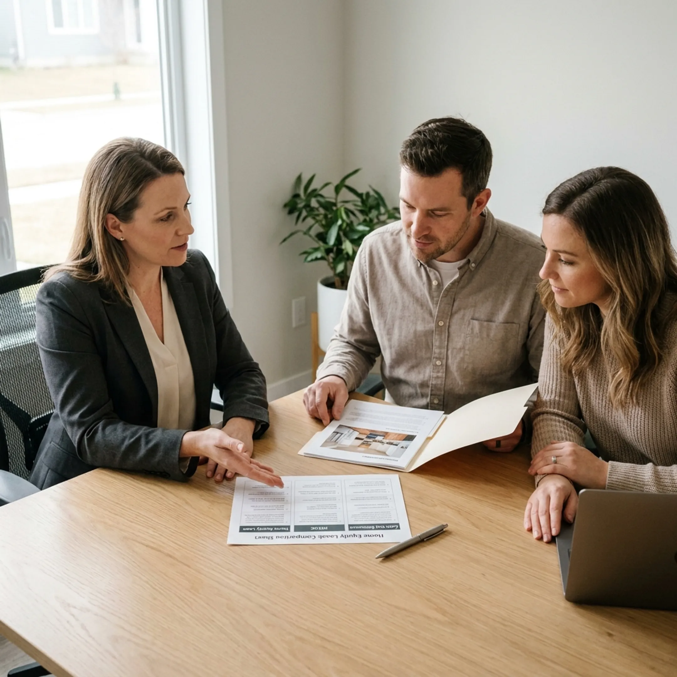 Advisor explaining home equity renovation financing
