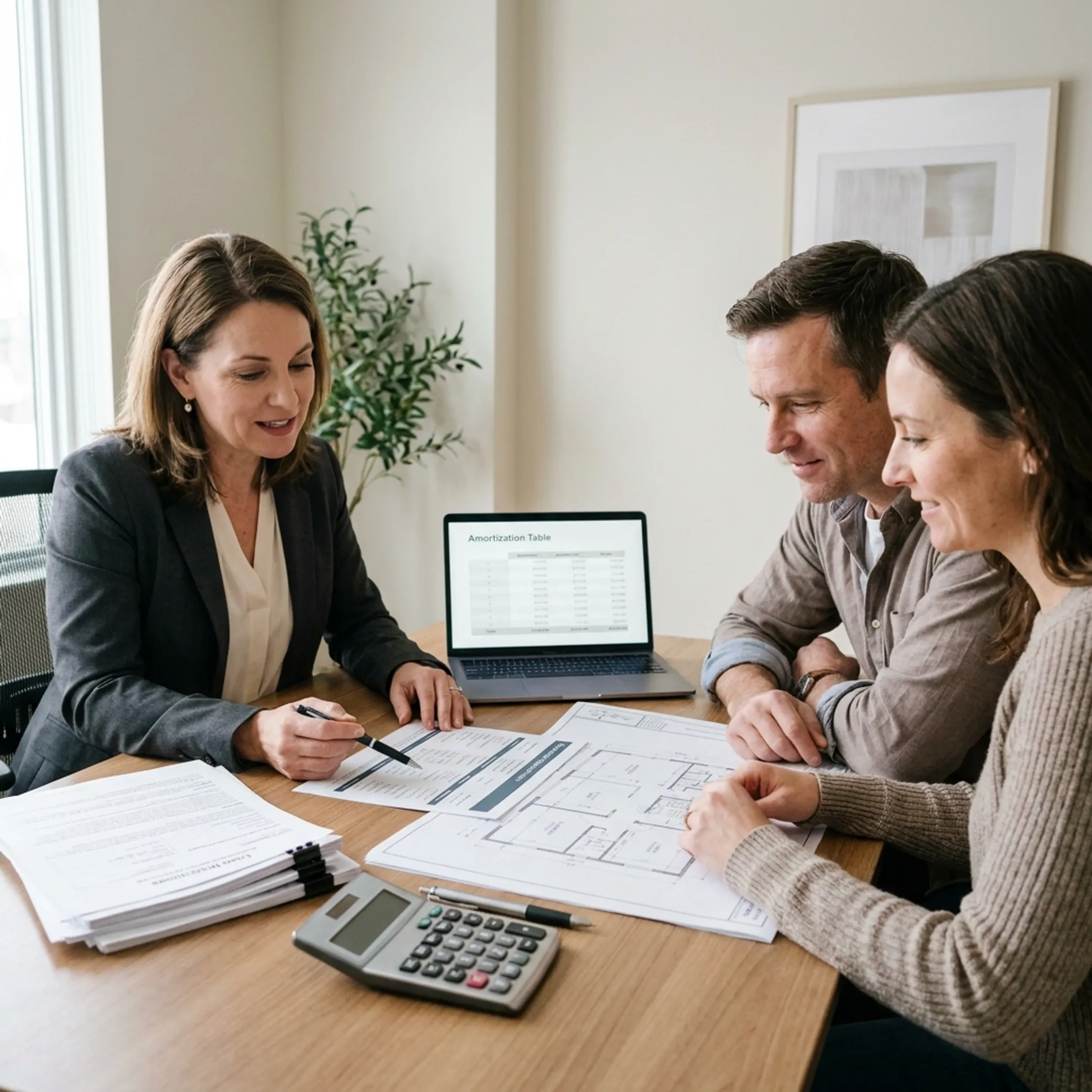 Homeowner reviewing renovation financing options with a mortgage advisor