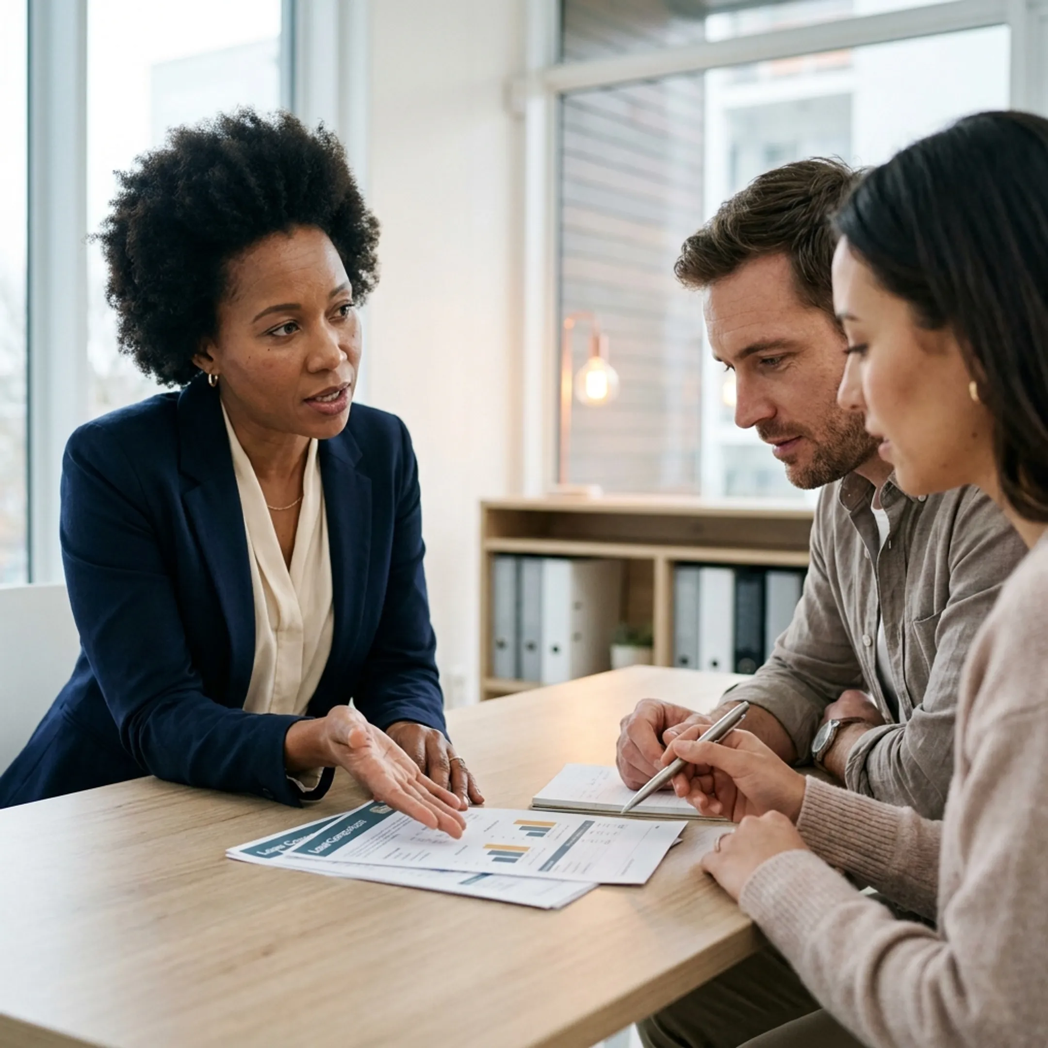 Mortgage advisor explaining home financing options to a client
