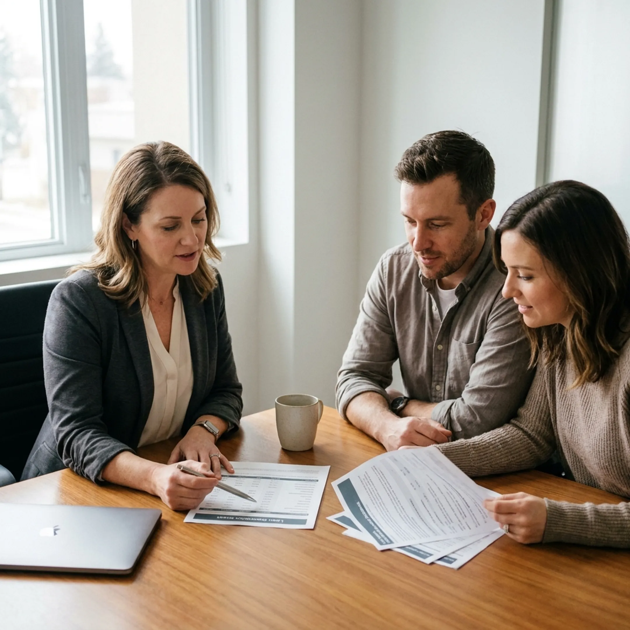 Homeowner reviewing mortgage refinance options with an advisor