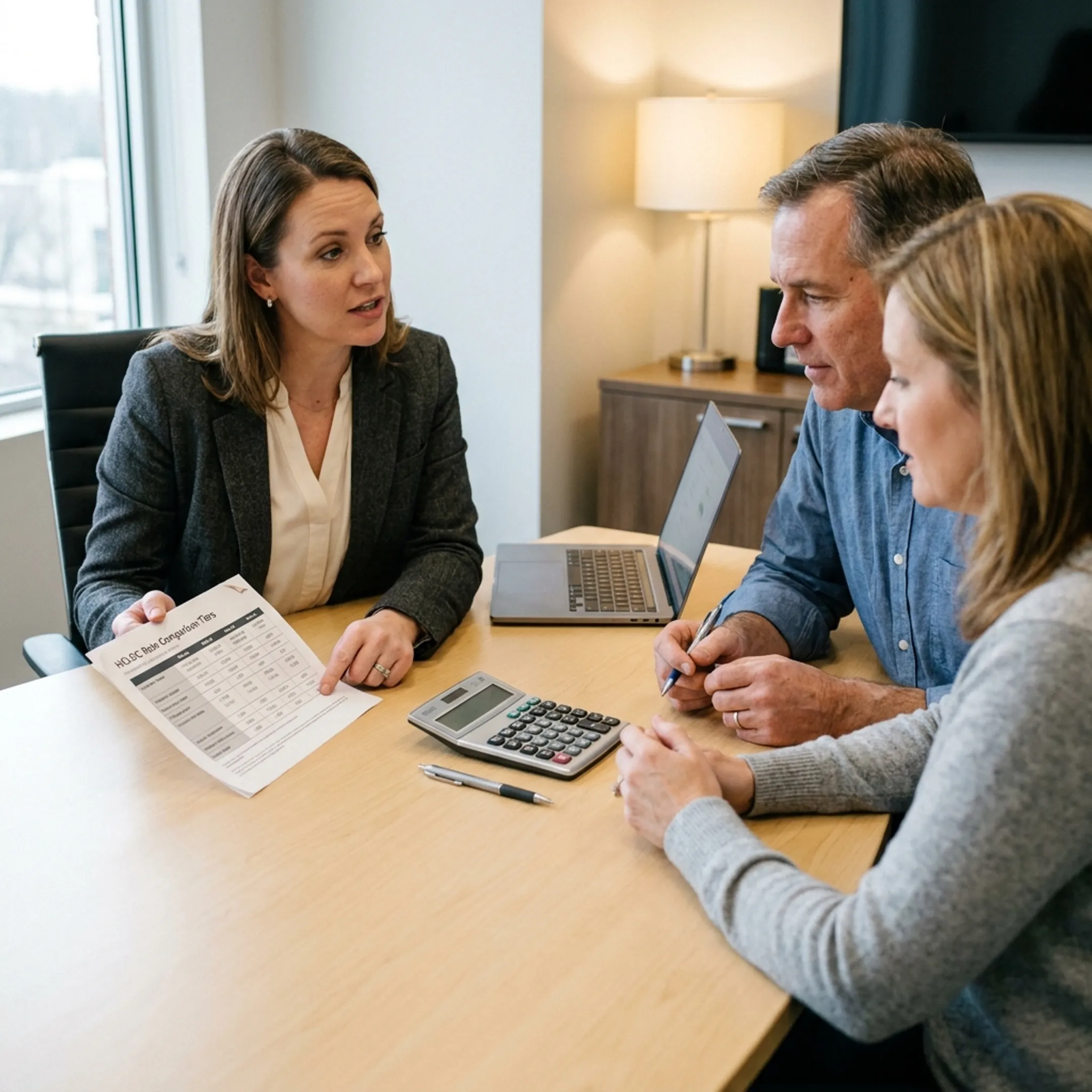 Advisor explaining HELOC options to a Florida homeowner
