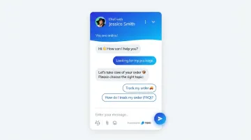 AI chatbot customer support interface resolving FAQ queries automatically